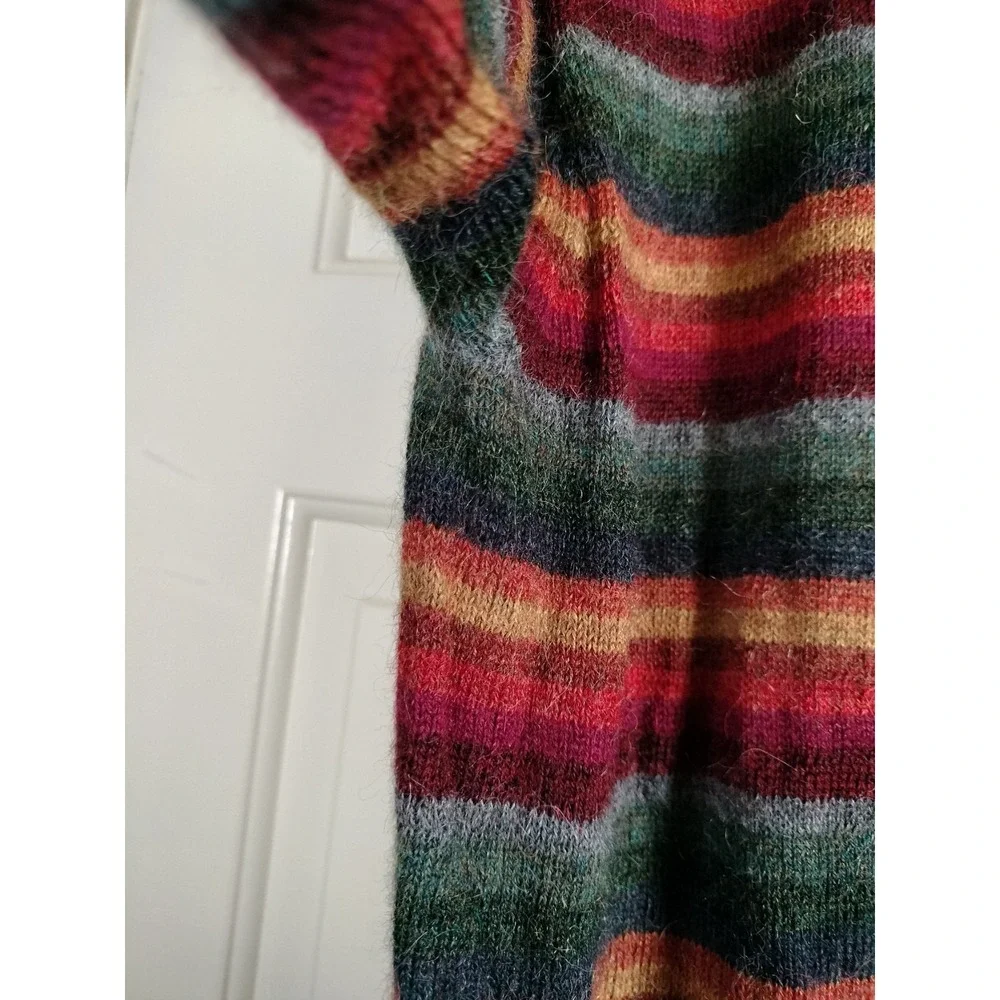 Novica 100% Alpaca Sweater Men Large Multicolor Striped Quarter Zip Pullover